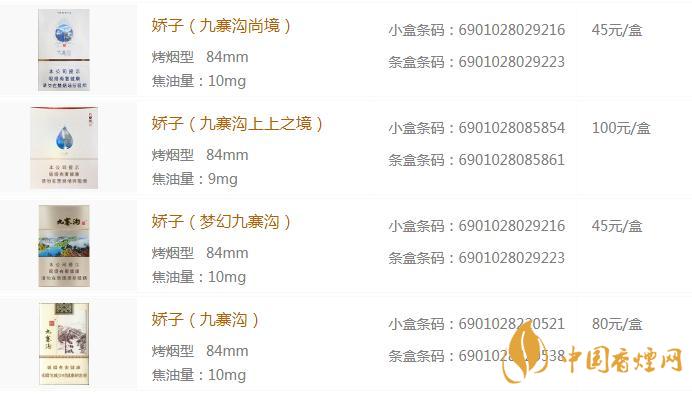 九寨溝嬌子香煙價格查詢 嬌子九寨溝多少錢一包